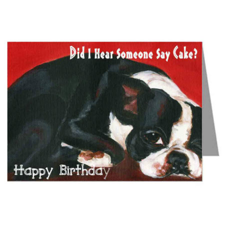 Boston Terrier Dog Napping Happy Birthday Card